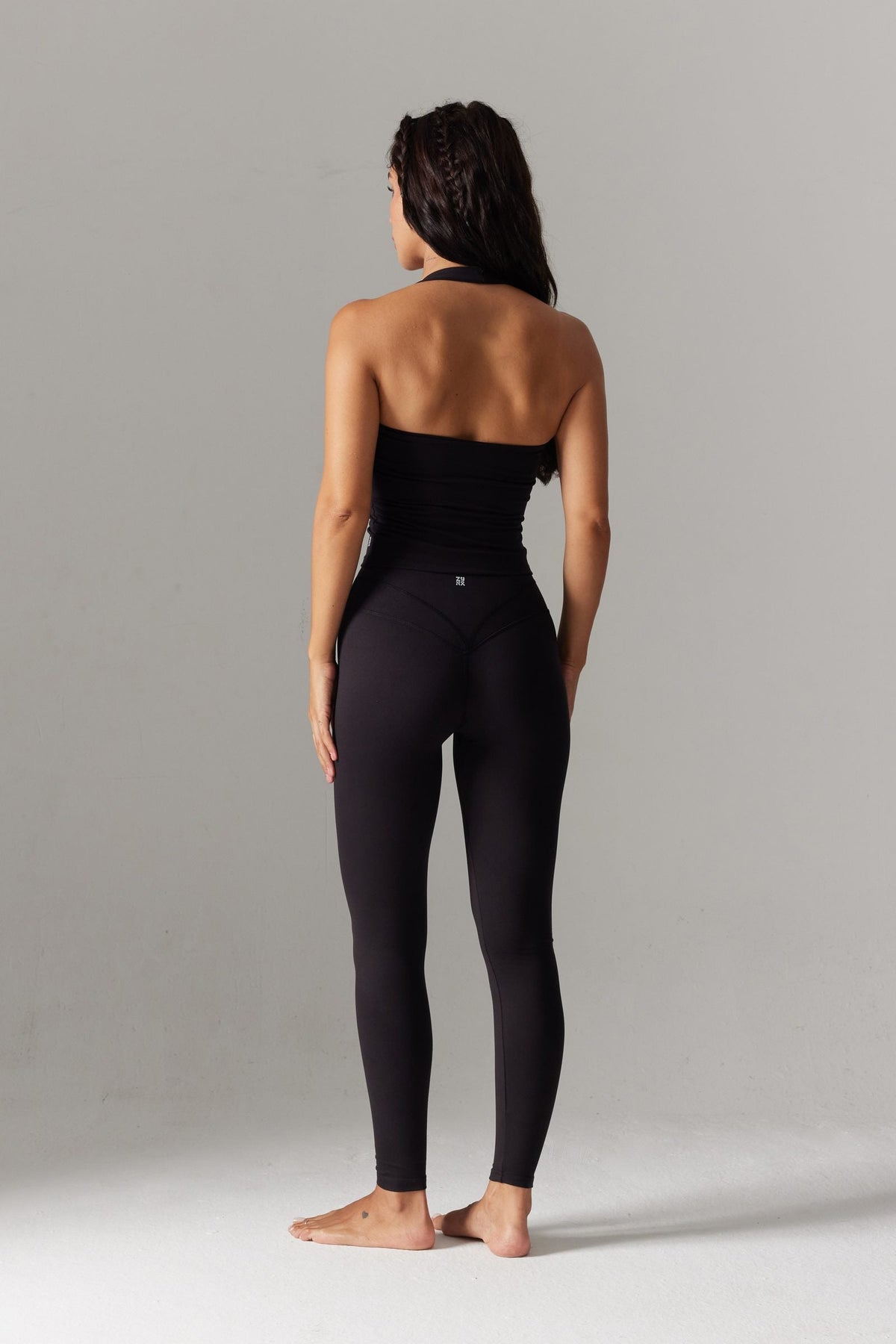 BASE Halter Yaka Crop ve Bolero Set — Siyah