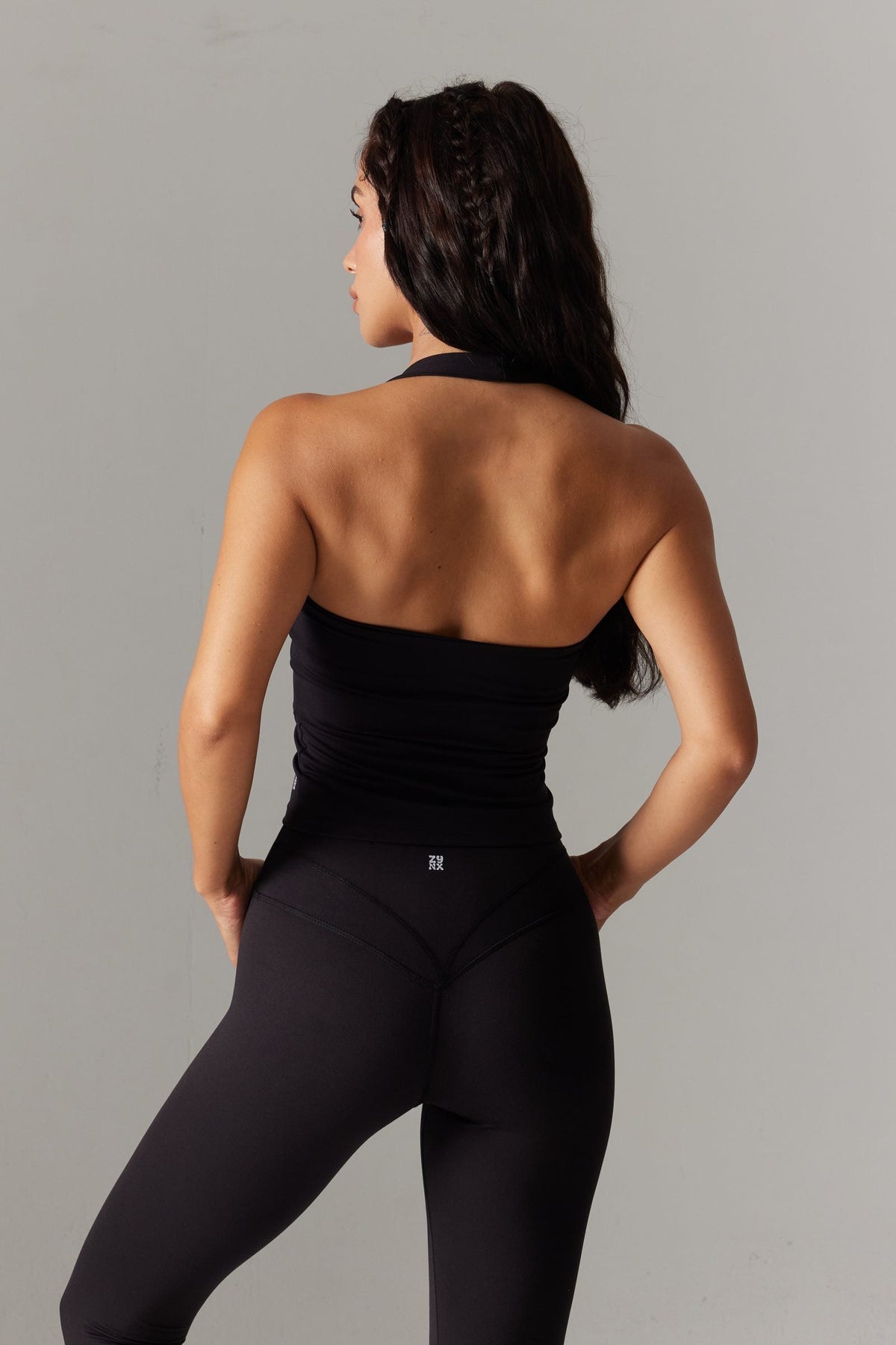 BASE Halter Yaka Crop ve Bolero Set — Siyah